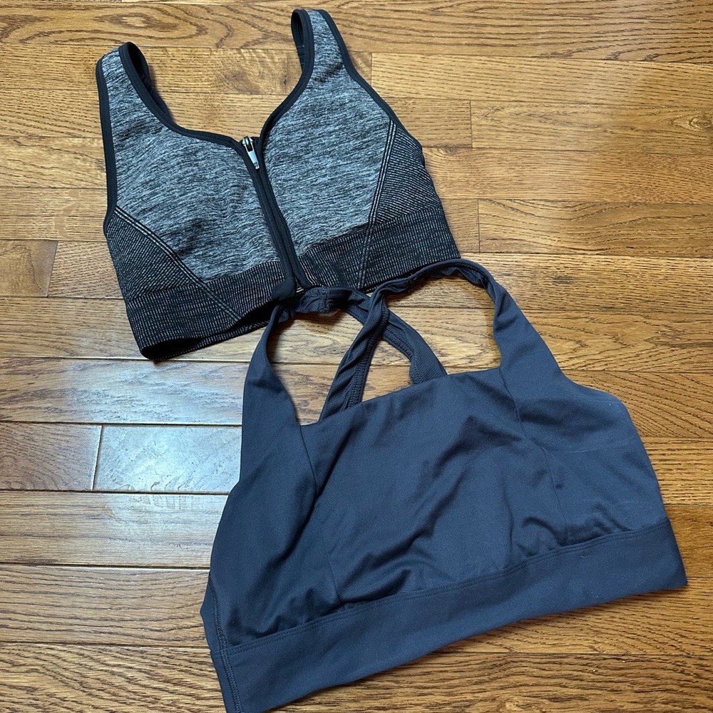 All in Motion Charcoal and Black & Blue Sports Bra Duo